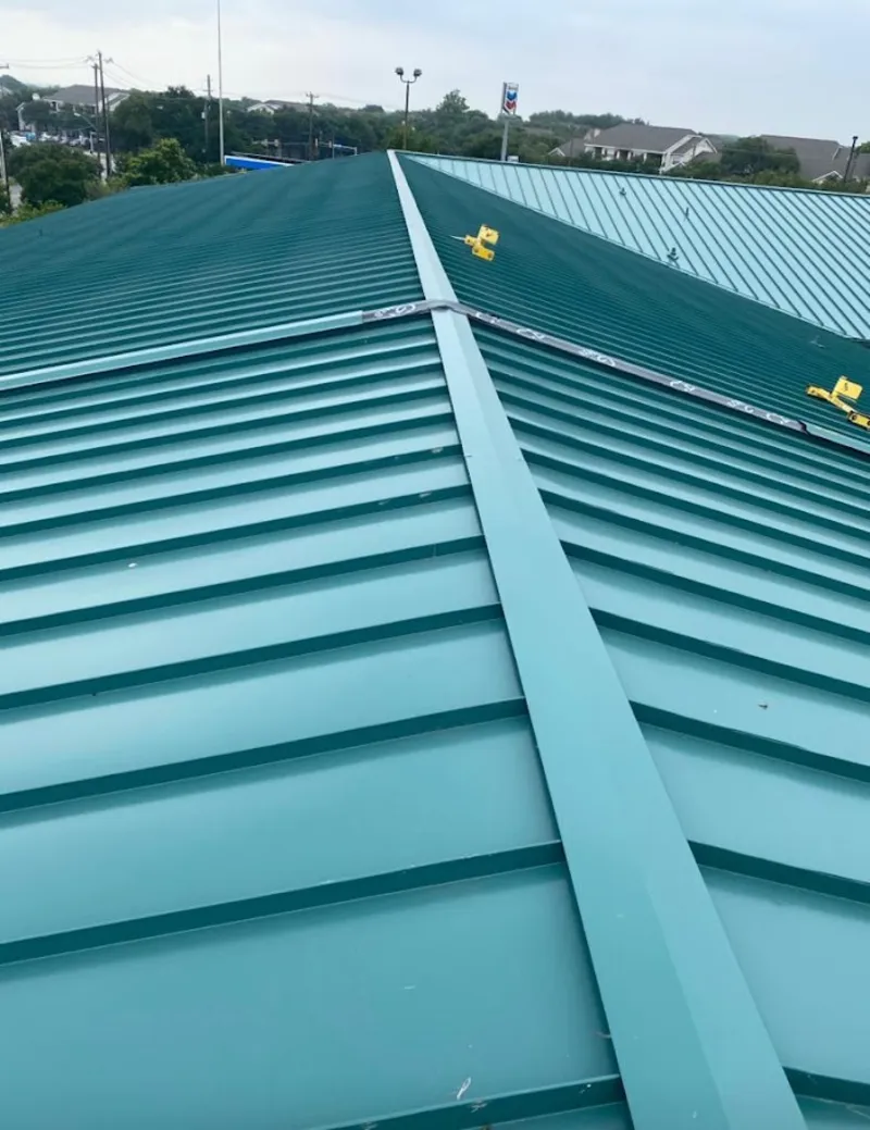 Green commercial metal roof ridge and valley for Metal Roof Repair in Moab